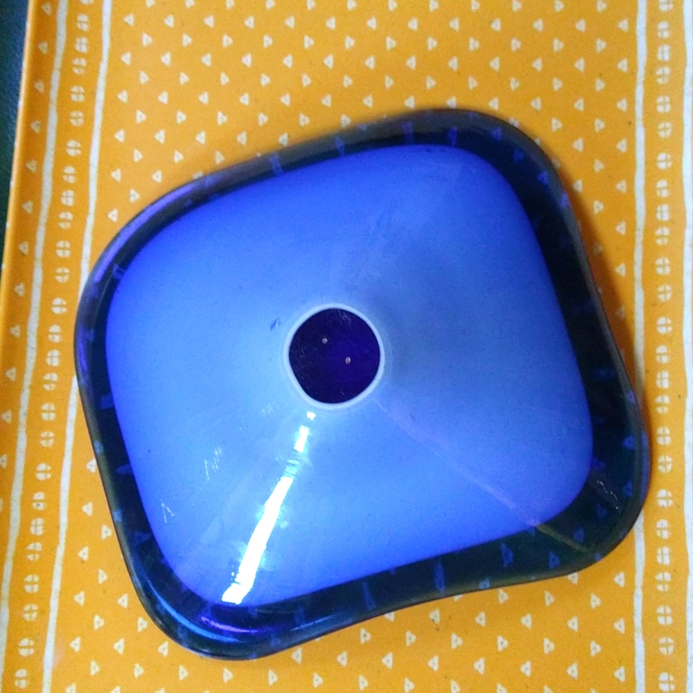 Two Toned Vintage Blue Murano Art Glass Candy Dish - Picture 4 of 5